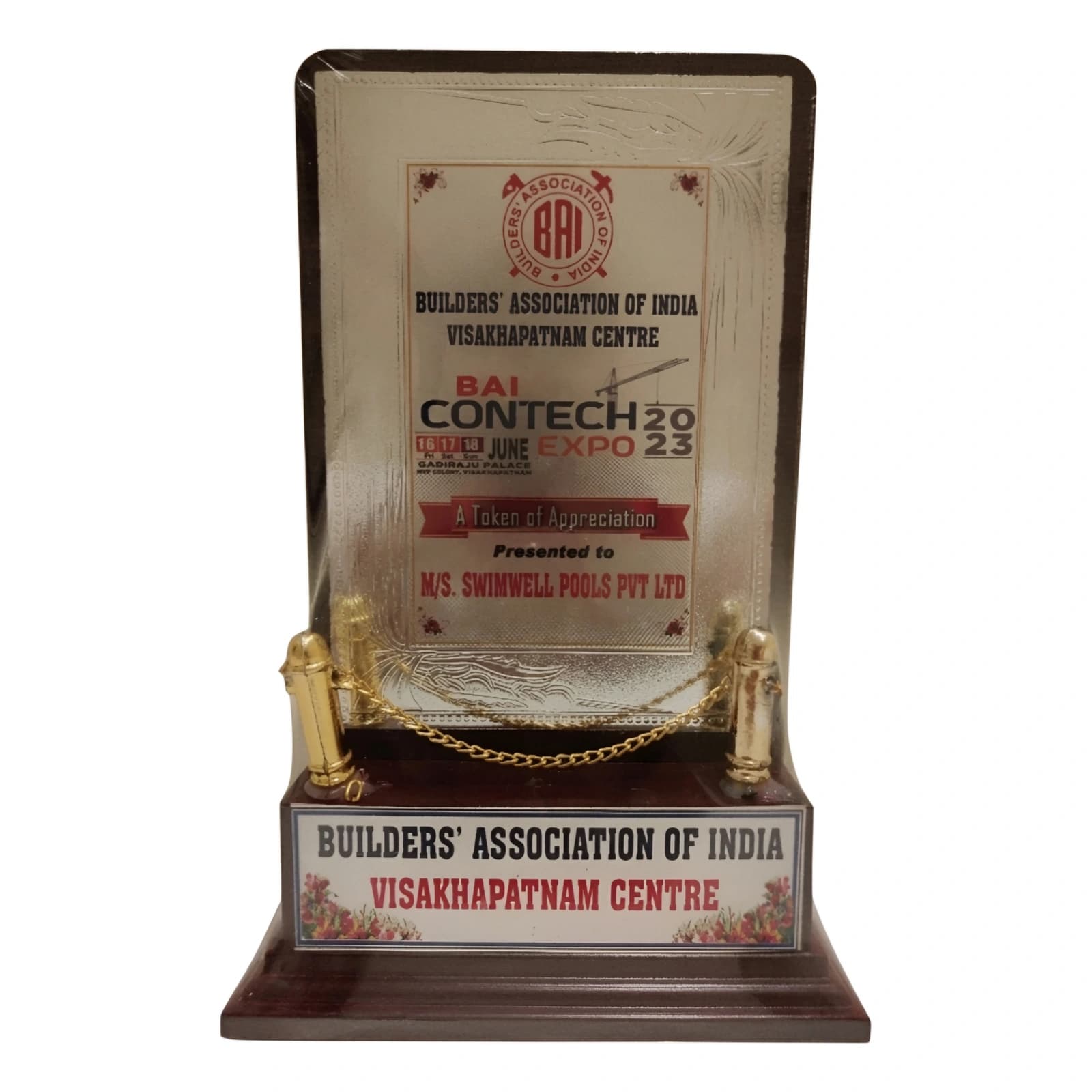 Builders Association of India (BAI) Contech Award - Swimwell Pools Award & Recognition